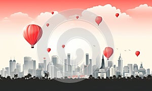 National Day of Singapore background with flag and balloon flying in the sky. Ai Generated