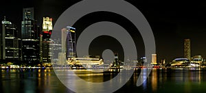 Singapore City Skyline at Night Panorama