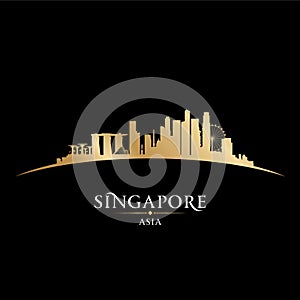 Singapore city skyline silhouette black background