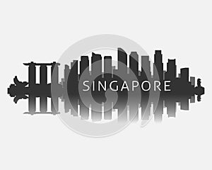 Singapore city skyline silhouette with reflection vector illustration