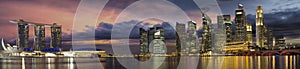 Singapore City Skyline at Sunset Panorama