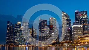 Singapore cityscape central business district and financial building of Singapore city at night.