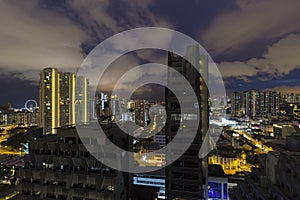 Singapore Cityscape on a Cloudy Night