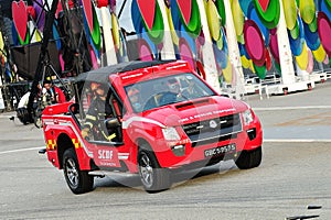 Singapore Civil Defense Force (SCDF) showing its light fire attack vehicle during National Day Parade (NDP) Rehearsal 2013