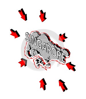 Singapore closes borders, quarantine, protection against coronavirus. Ban on crossing borders. Vector isometric image of Singapore