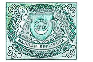 Singapore Coat of Arms on Currency Note