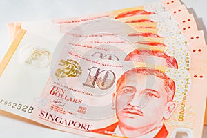 Singapore Dollar, Banknote Singapore on White background
