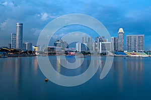 Singapore downtown and marina at night