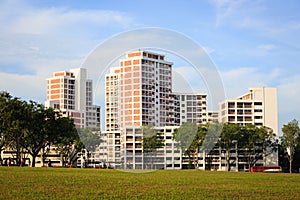 Singapore-22 FEB 2019:Singapore HDB residential building in blue sky background