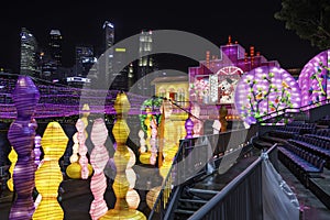 Singapore, Singapore - February 15, 2018: Chinese New Year Lantern Festival at Marina Bay, Singapore