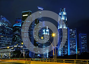 Singapore financial district at the night