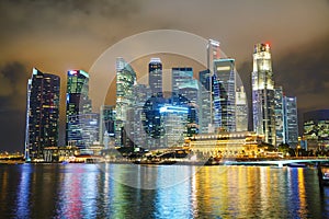 Singapore financial district at the night