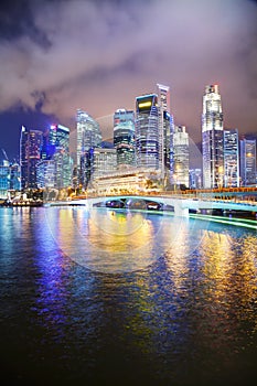 Singapore financial district at the night