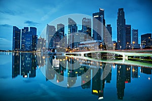 Singapore financial district at the sunset