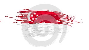 Singapore flag animation. Brush painted singaporean flag, white background. Independence day. Brush strokes. Singapore state