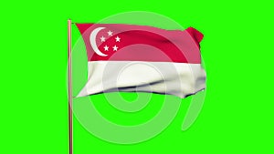 Singapore flag with cloud waving in the wind