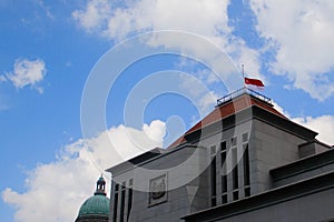 Singapore flag at half mast