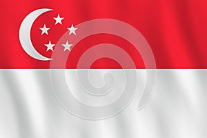 Singapore flag with waving effect, official proportion