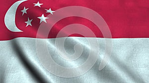 Singapore flag waving in the wind. National flag Republic of Singapore