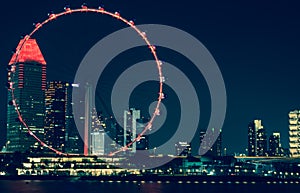 Singapore Flyer beautiful light Giant Wheels on the night time