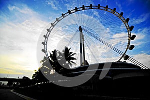Singapore Flyer in the evening