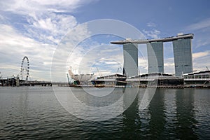 Singapore Flyer and Marina Bay Sands.