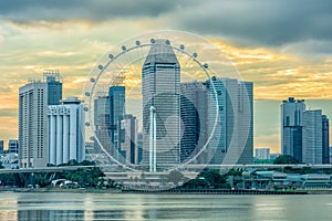 Singapore Flyer at sunset