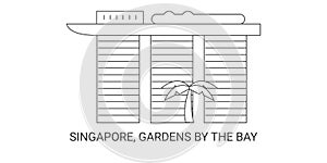 Singapore, Gardens By The Bay, travel landmark vector illustration