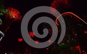 Singapore Gigant Trees Night View: Red photo