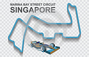 Singapore grand prix race track for Formula 1 or F1. Detailed racetrack or national circuit