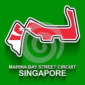 Singapore grand prix race track for Formula 1 or F1 with flag