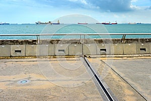 Singapore harbor. Industrial cargo ships