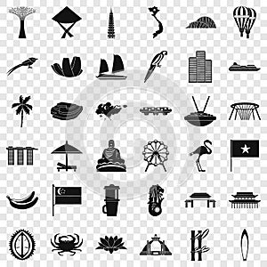 Singapore icons set, simple style