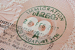 Singapore immigration stamp