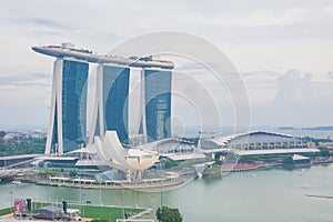 SINGAPORE - July 18, 2015: ArtScience Museum is one of the attractions at Marina Bay Sands, an integrated resort in Singapore.