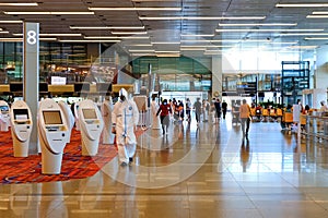 Changi Airport Terminal 1, uncrowded as travelling is restricted.