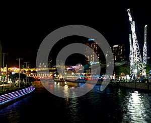 Singapore - June 1, 2009 Singapore river at Clarke Quay at night