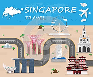 Singapore Landmark Global Travel And Journey Infographic Vector