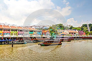 Singapore Landmark: HDR of Clarke Quay on Singapore River