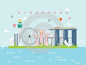 Singapore Landmarks Travel and Journey Vector