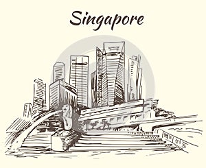 Singapore Marina Bay and Merlion