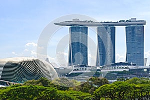 Singapore Marina Bay Sands Casino and Esplanade Theatres on the