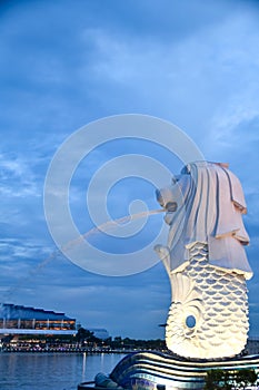 Singapore Merlion Statue Evening Shot