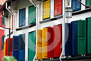 Singapore: Multi-coloured Shutters in Chinatown