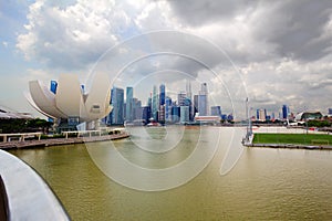 Singapore. Museum of science and art. Bay. City landscape.