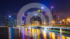 Singapore Night Cityscape 4K Time Lapse