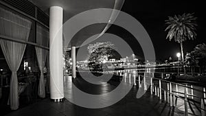 Singapore night lights along Sentosa Boardwalk