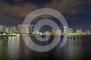 Singapore Night Skyline at Marina Bay