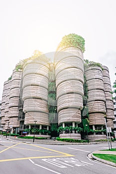 The Hive, called Dim Sum Baskets Building, at Nanyang Technological University NTU.