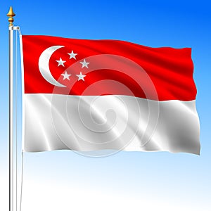 Singapore official national waving flag, asia
